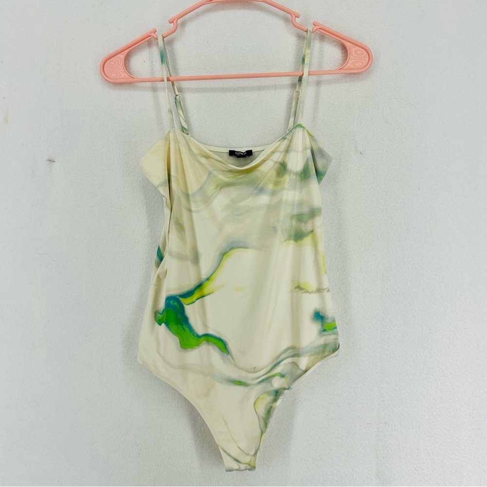 Express Tank Top Body Suit Tie Dye Marble Woman’s Small‎ White